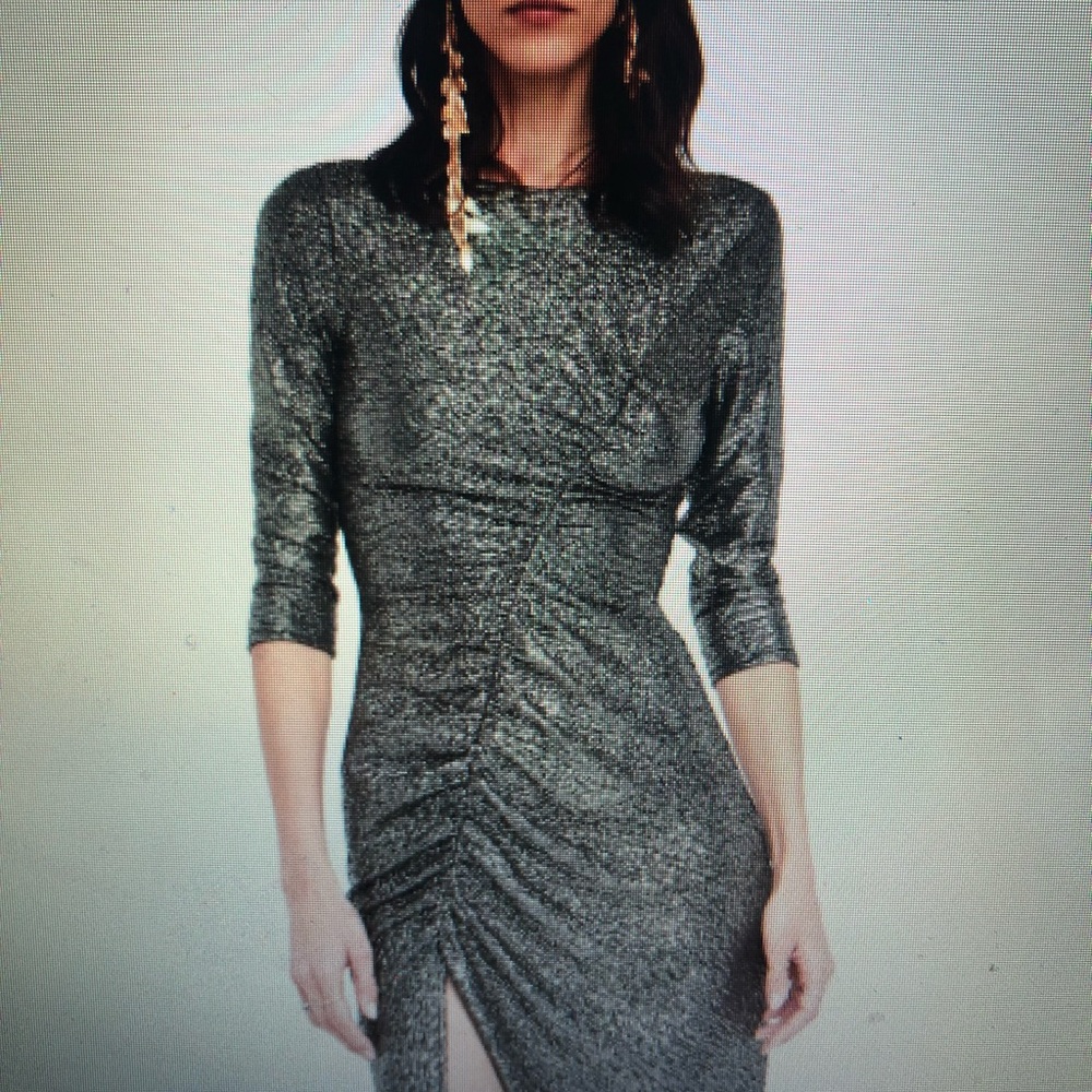 ZARA NWT Draped metallic Dress Size M, Medium
